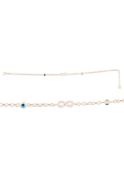 Pulsera infinita de piedras preciosas de mal de ojo de oro macizo