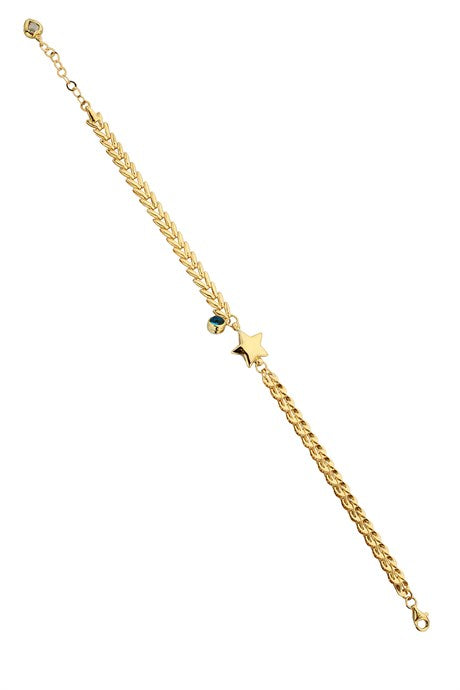 Bracelet étoile mauvais œil en or massif | 14K (585) | 5,48 grammes