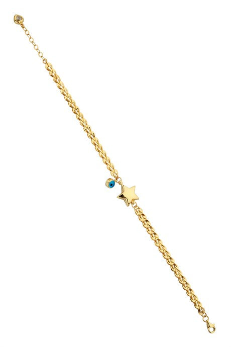 Pulsera de oro macizo con estrella del mal de ojo | 14K (585) | 6,01 gramos