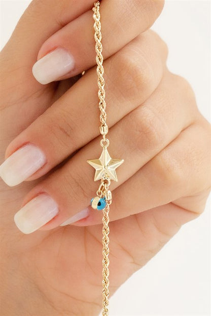 Solid Gold Evil Eye Star Bracelet | 14K (585) | 3.03 gr