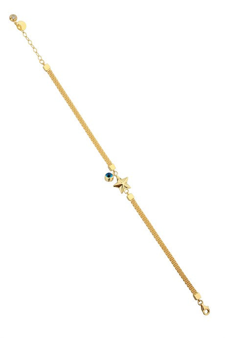 Solid Gold Evil Eye Star Bracelet | 14K (585) | 6.18 gr
