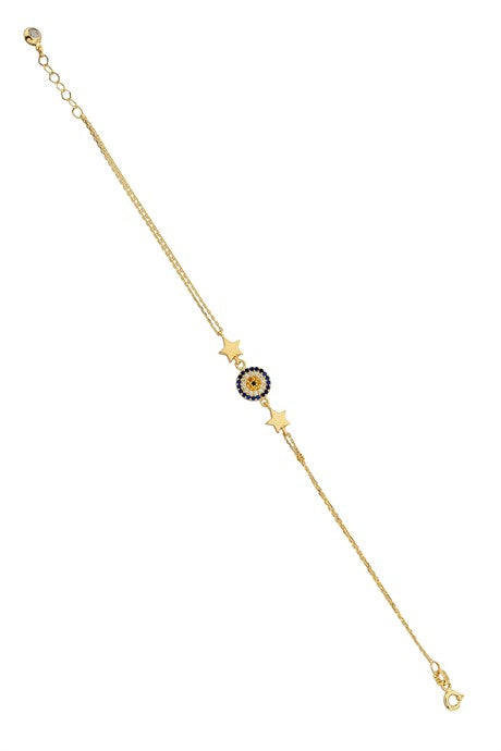 Solid Gold Evil Eye Star Bracelet | 14K (585) | 2.31 gr