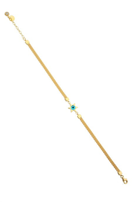 Pulsera de oro macizo con estrella del mal de ojo | 14K (585) | 5,98 gramos