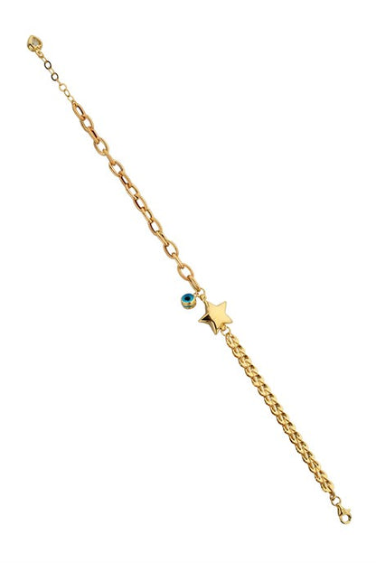 Bracelet étoile mauvais œil en or massif | 14K (585) | 5,55 grammes