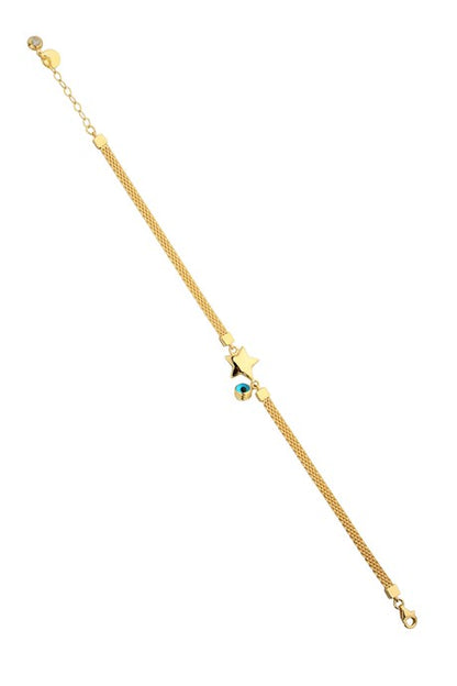 Pulsera de oro macizo con estrella del mal de ojo | 14K (585) | 6,04 gramos