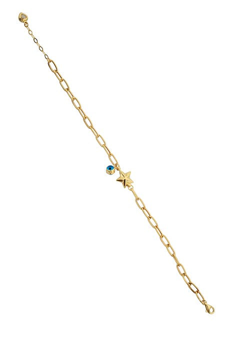 Bracelet étoile mauvais œil en or massif | 14K (585) | 3,36 grammes