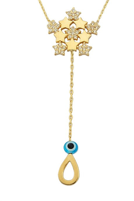 Solid Gold Evil Eye Star Necklace | 14K (585) | 2.47 gr