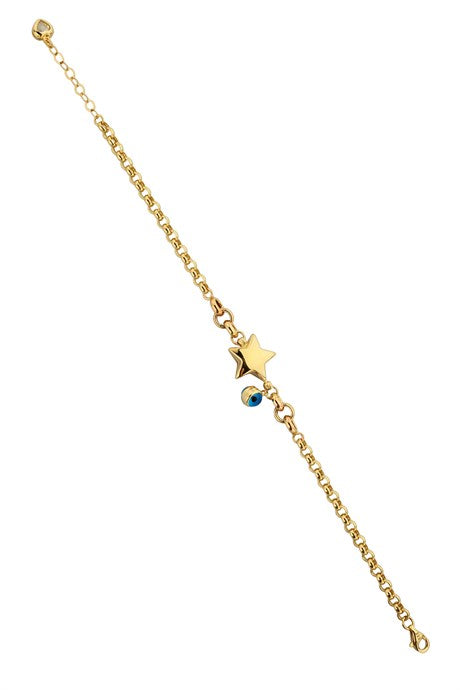 Solid Gold Evil Eye Star Bracelet | 14K (585) | 4.40 gr