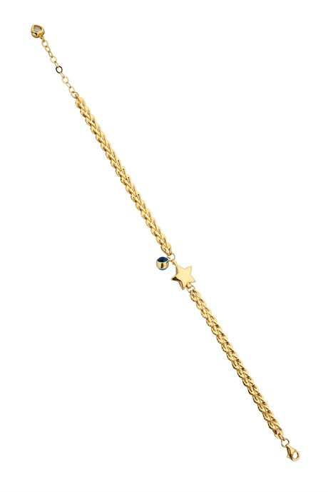 Pulsera de oro macizo con estrella del mal de ojo | 14K (585) | 5,69 gramos