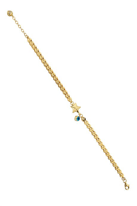 Bracelet étoile mauvais œil en or massif | 14K (585) | 5,67 grammes