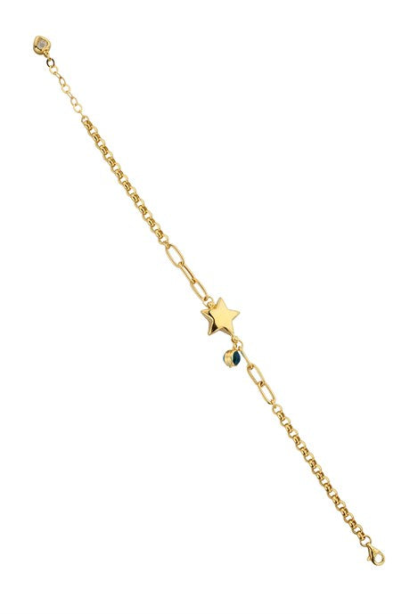 Pulsera de oro macizo con estrella del mal de ojo | 14K (585) | 4,11 gramos