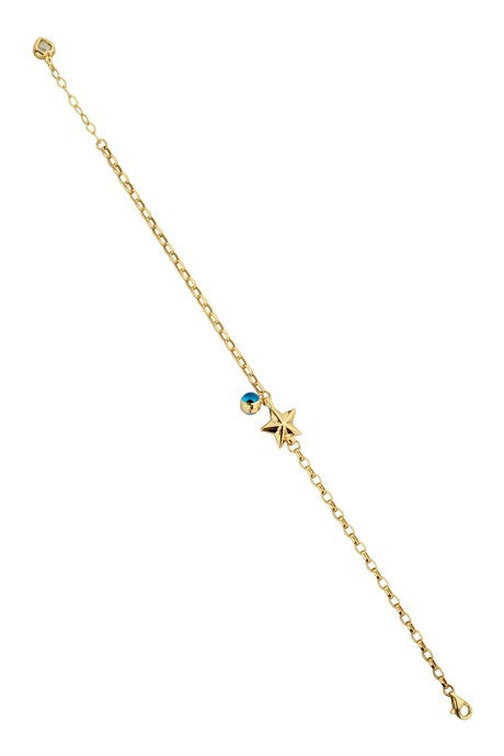 Bracelet étoile mauvais œil en or massif | 14K (585) | 2,89 grammes