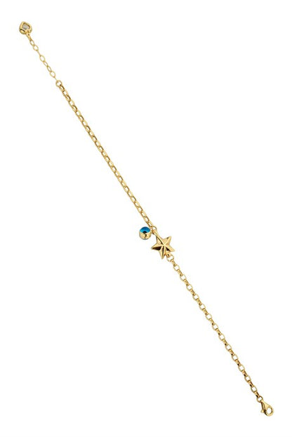 Bracelet étoile mauvais œil en or massif | 14K (585) | 2,89 grammes