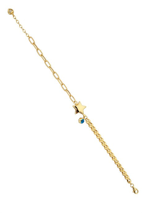 Bracelet étoile mauvais œil en or massif | 14K (585) | 4,94 grammes