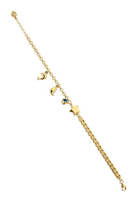 Solid Gold Evil Eye Charm Bracelet | 14K (585) | 5.14 gr