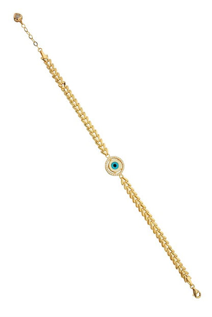 Solid Gold Evil Eye Bracelet | 14K (585) | 5.39 gr