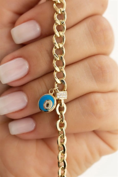 Solid Gold Evil Eye Bracelet | 14K (585) | 6.63 gr