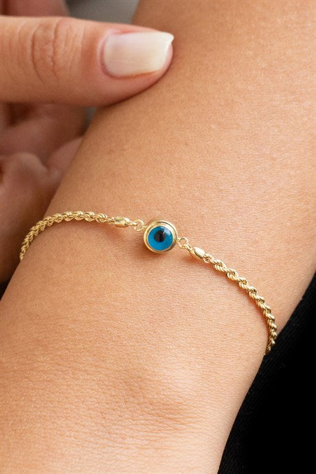 Pulsera de oro macizo mal de ojo | 14K (585) | 2,40 gramos