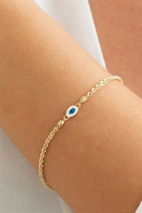 Solid Gold Evil Eye Bracelet | 14K (585) | 2.77 gr