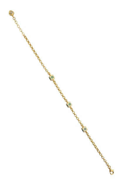 Solid Gold Evil Eye Bracelet | 14K (585) | 5.91 gr