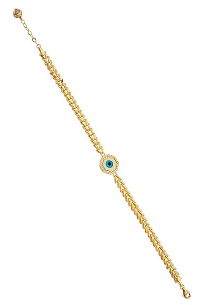 Solid Gold Evil Eye Bracelet | 14K (585) | 5.17 gr