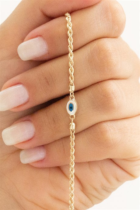 Pulsera de oro macizo mal de ojo | 14K (585) | 2,77 gramos