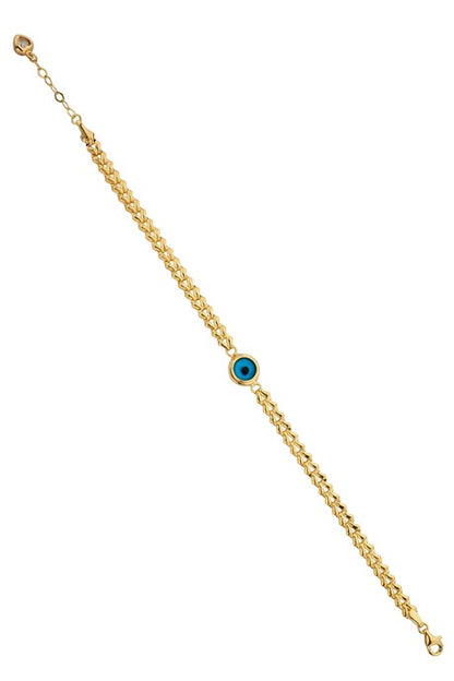 Solid Gold Evil Eye Bracelet | 14K (585) | 4.73 gr