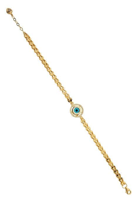 Solid Gold Evil Eye Bracelet | 14K (585) | 5.39 gr