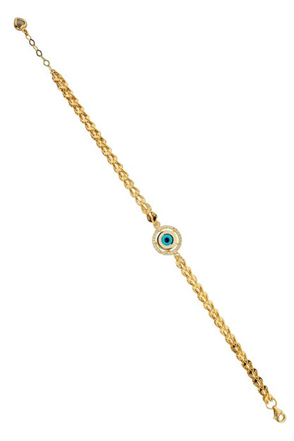 Solid Gold Evil Eye Bracelet | 14K (585) | 5.39 gr