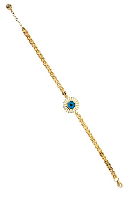 Solid Gold Evil Eye Bracelet | 14K (585) | 5.42 gr