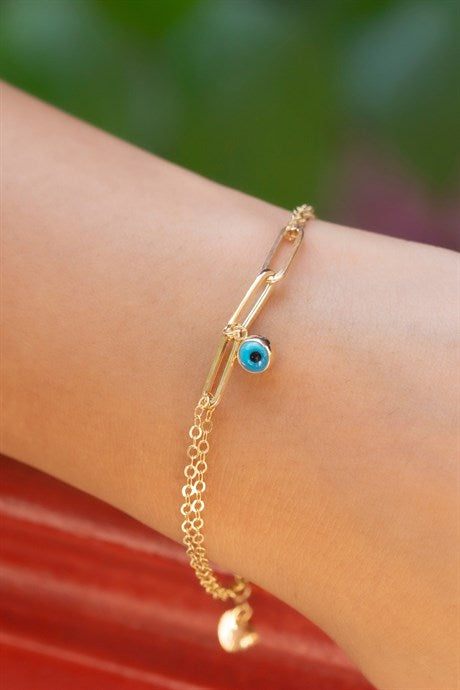 Solid Gold Evil Eye Bracelet | 8K (333) | 1.98 gr