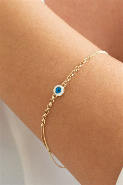 Solid Gold Evil Eye Bracelet | 14K (585) | 2.50 gr