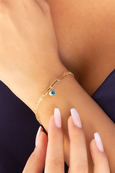 Solid Gold Evil Eye Bracelet | 8K (333) | 1.98 gr