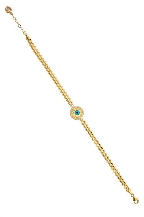 Solid Gold Evil Eye Bracelet | 14K (585) | 5.15 gr