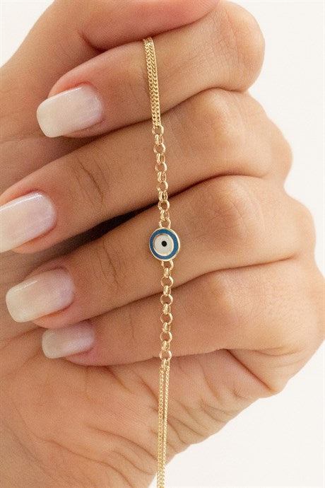 Solid Gold Evil Eye Bracelet | 14K (585) | 2.50 gr