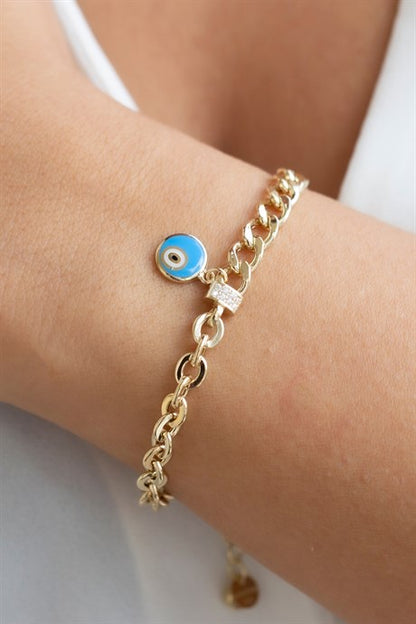 Solid Gold Evil Eye Bracelet | 14K (585) | 6.63 gr