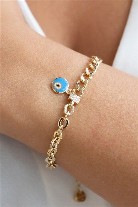 Pulsera de oro macizo mal de ojo | 14K (585) | 6,63 gramos