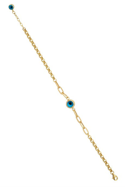 Solid Gold Evil Eye Bracelet | 14K (585) | 3.61 gr