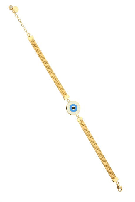 Solid Gold Evil Eye Bracelet | 14K (585) | 8.12 gr