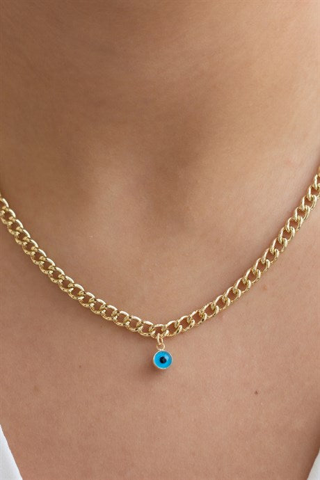 Solid Gold Evil Eye Necklace | 14K (585) | 5.77 gr