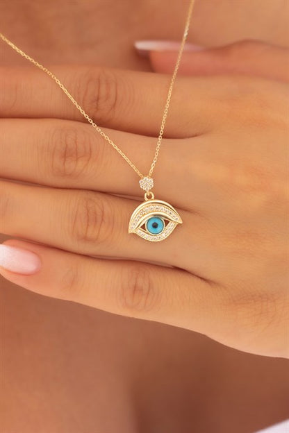 Solid Gold Evil Eye Necklace | 8K (333) | 2.88 gr