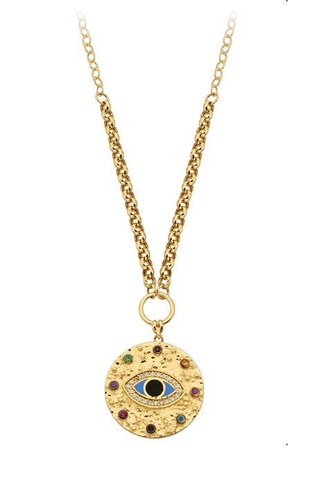 Solid Gold Evil Eye Necklace | 14K (585) | 8.27 gr