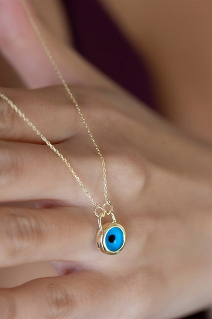 Solid Gold Evil Eye Necklace | 8K (333) | 2.24 gr