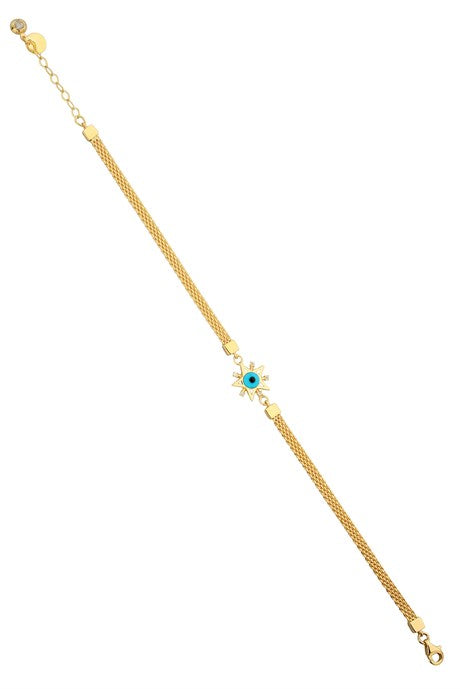 Pulsera de oro macizo con estrella del mal de ojo | 14K (585) | 4,70 gramos