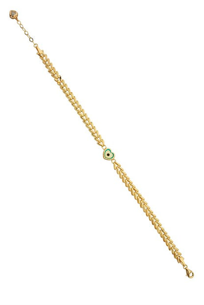 Solid Gold Evil Eye Heart Bracelet | 14K (585) | 4.77 gr