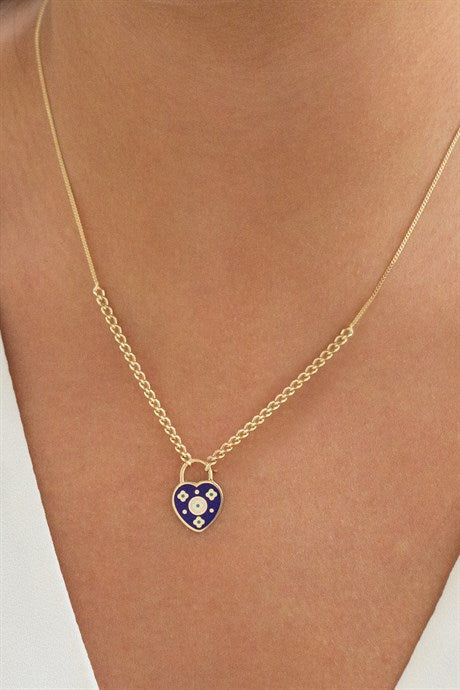 Solid Gold Evil Eye Heart Necklace | 14K (585) | 3.99 gr