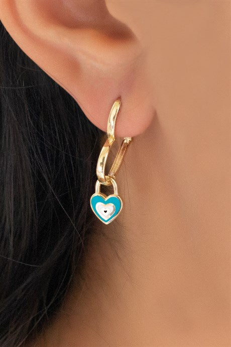 Solid Gold Evil Eye Heart Earring | 14K (585) | 2.33 gr