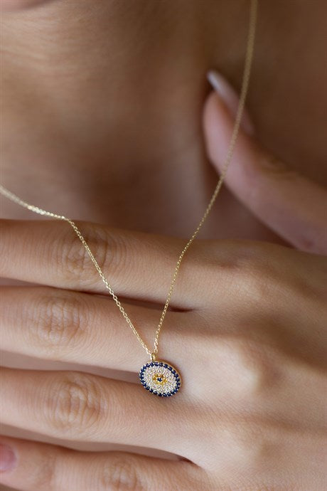 Solid Gold Evil Eye Necklace | 8K (333) | 1.74 gr