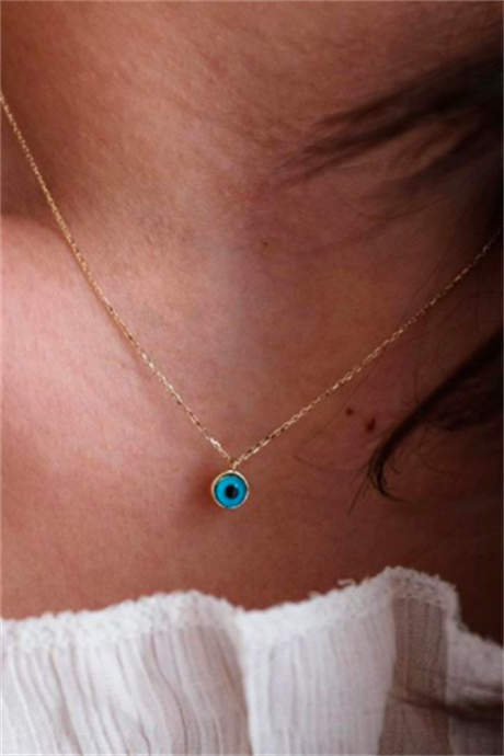 Solid Gold Evil Eye Necklace | 14K (585) | 1.43 gr