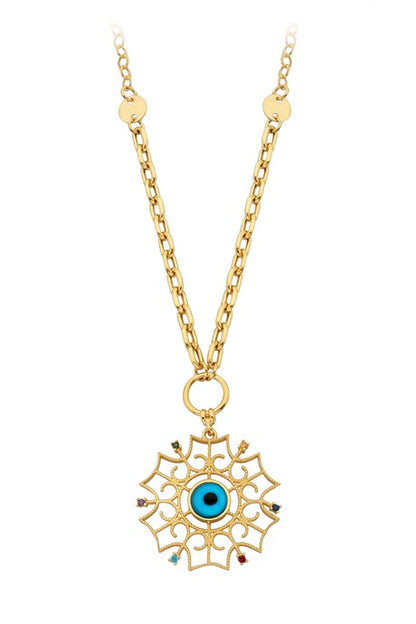 Solid Gold Evil Eye Necklace | 14K (585) | 7.60 gr